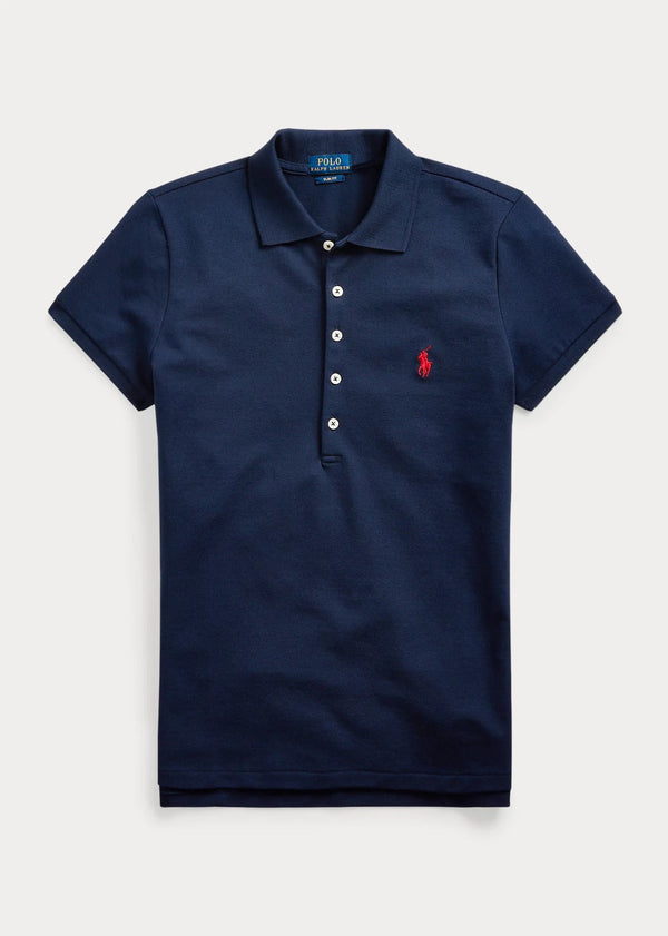 POLO RALPH LAUREN WOMEN'S SLIM FIT STRETCH POLO SHIRT- NAVY